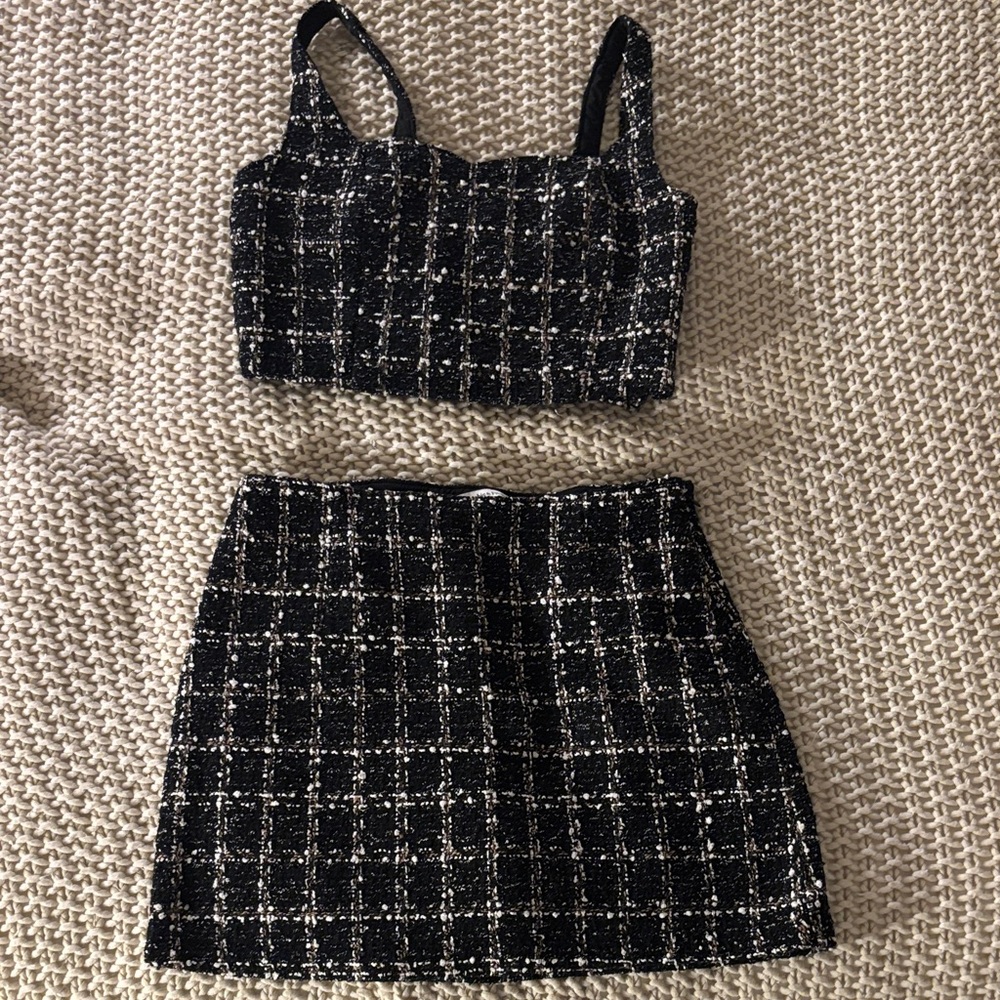Abercrombie Black and White Plaid Two-Piece Set